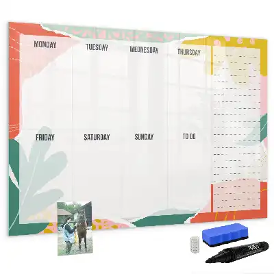 Beschrijfbare glazen weekplanner met modern design