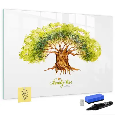 Beschrijfbaar glazen magneetbord met stamboom design