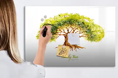 Beschrijfbaar glazen magneetbord met stamboom design