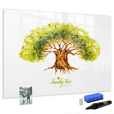 Beschrijfbaar glazen magneetbord met stamboom design