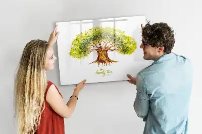 Beschrijfbaar glazen magneetbord met stamboom design
