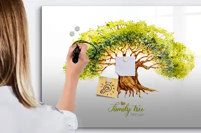 Beschrijfbaar glazen magneetbord met stamboom design