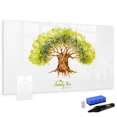 Beschrijfbaar glazen magneetbord met stamboom design