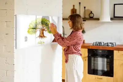 Beschrijfbaar glazen magneetbord met stamboom design