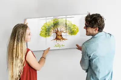 Beschrijfbaar glazen magneetbord met stamboom design