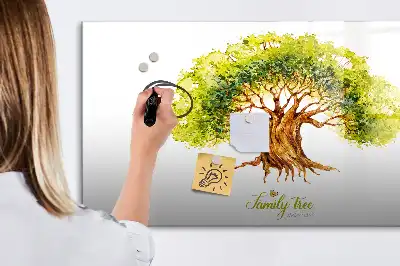 Beschrijfbaar glazen magneetbord met stamboom design