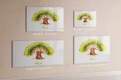 Beschrijfbaar glazen magneetbord met stamboom design