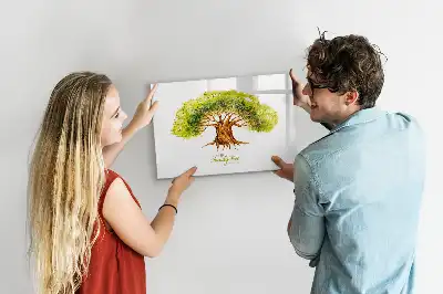 Beschrijfbaar glazen magneetbord met stamboom design