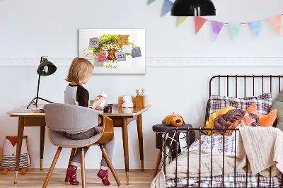 Beschrijfbaar glazen magneetbord met stamboom design