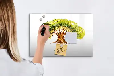 Beschrijfbaar glazen magneetbord met stamboom design