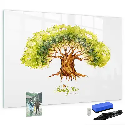 Beschrijfbaar glazen magneetbord met stamboom design
