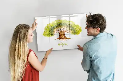 Beschrijfbaar glazen magneetbord met stamboom design
