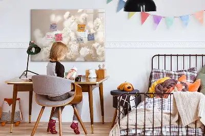 Magnetisch glazen schrijfbord voor notities en foto's met motief van kleine witte bloemen