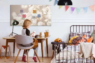 Magnetisch glazen schrijfbord voor notities en foto's met motief van kleine witte bloemen