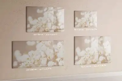 Magnetisch glazen schrijfbord voor notities en foto's met motief van kleine witte bloemen