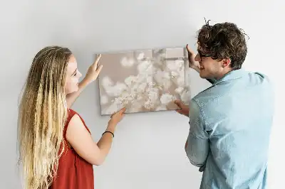 Magnetisch glazen schrijfbord voor notities en foto's met motief van kleine witte bloemen