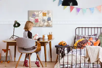 Magnetisch glazen schrijfbord voor notities en foto's met motief van kleine witte bloemen