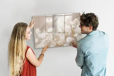 Magnetisch glazen schrijfbord voor notities en foto's met motief van kleine witte bloemen