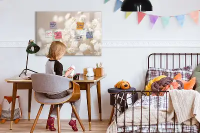 Magnetisch glazen schrijfbord voor notities en foto's met motief van kleine witte bloemen