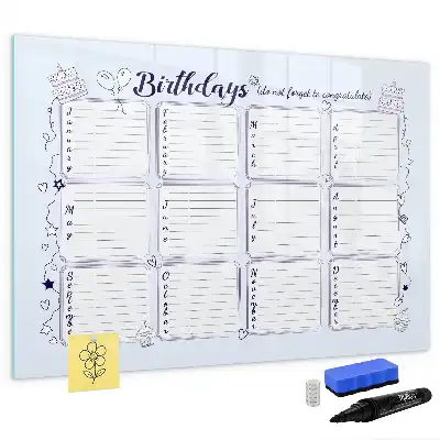Beschrijfbaar glazen magneetbord met design verjaardagskaart