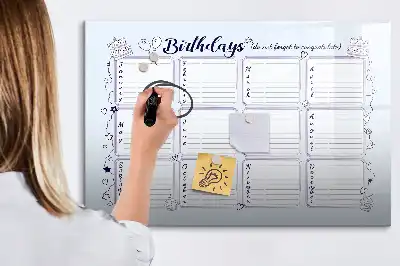 Beschrijfbaar glazen magneetbord met design verjaardagskaart