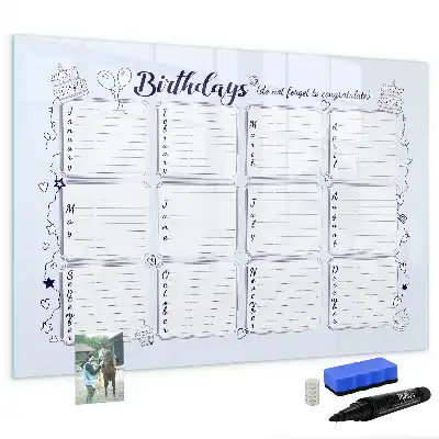 Beschrijfbaar glazen magneetbord met design verjaardagskaart