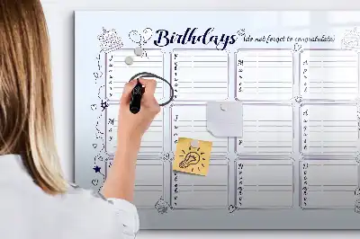 Beschrijfbaar glazen magneetbord met design verjaardagskaart