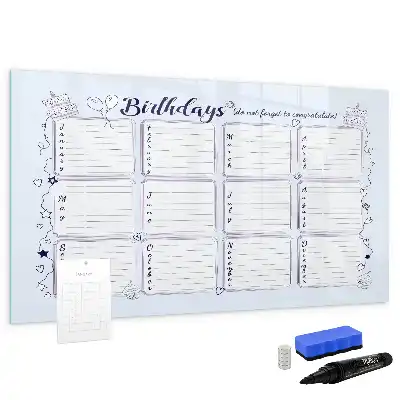 Beschrijfbaar glazen magneetbord met design verjaardagskaart