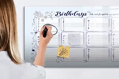 Beschrijfbaar glazen magneetbord met design verjaardagskaart
