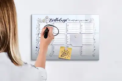 Beschrijfbaar glazen magneetbord met design verjaardagskaart