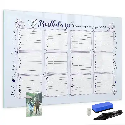 Beschrijfbaar glazen magneetbord met design verjaardagskaart