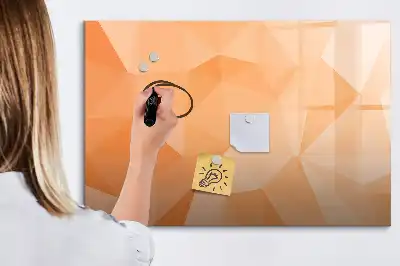 Beschrijfbaar glazen magneetbord met abstract driehoekdesign