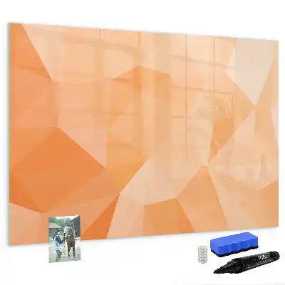 Beschrijfbaar glazen magneetbord met abstract driehoekdesign