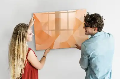 Beschrijfbaar glazen magneetbord met abstract driehoekdesign