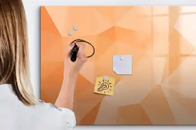 Beschrijfbaar glazen magneetbord met abstract driehoekdesign