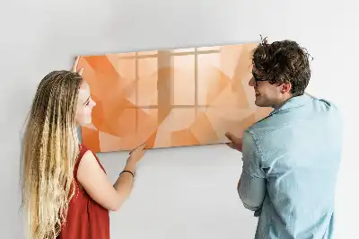 Beschrijfbaar glazen magneetbord met abstract driehoekdesign