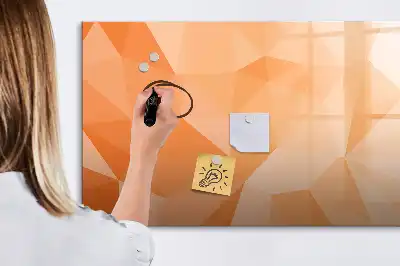 Beschrijfbaar glazen magneetbord met abstract driehoekdesign