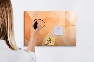 Beschrijfbaar glazen magneetbord met abstract driehoekdesign