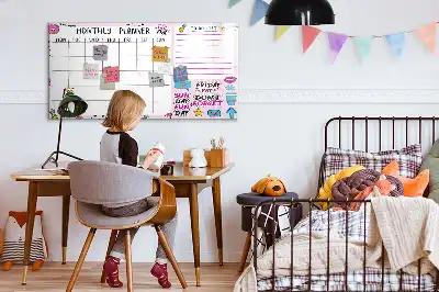 Beschrijfbaar glazen magneetbord met design voor maandplanning