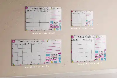 Beschrijfbaar glazen magneetbord met design voor maandplanning