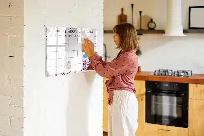 Beschrijfbaar glazen magneetbord met design voor maandplanning