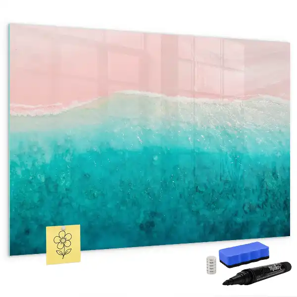 Magnetisch glazen schrijfbord met print van strand en zee