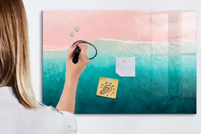 Magnetisch glazen schrijfbord met print van strand en zee