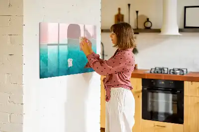 Magnetisch glazen schrijfbord met print van strand en zee