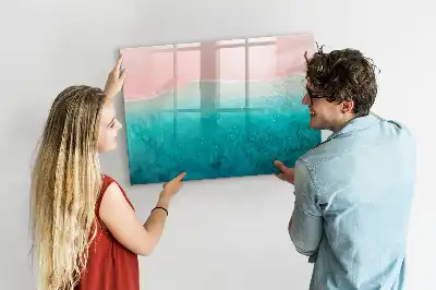 Magnetisch glazen schrijfbord met print van strand en zee