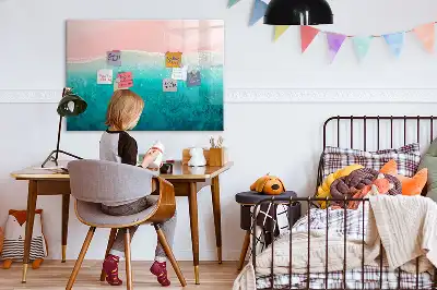 Magnetisch glazen schrijfbord met print van strand en zee