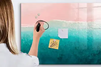Magnetisch glazen schrijfbord met print van strand en zee