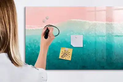 Magnetisch glazen schrijfbord met print van strand en zee