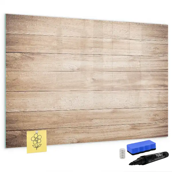 Magnetisch glazen schrijfbord voor notities en foto's met houtstructuur
