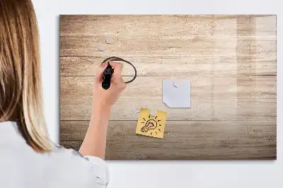 Magnetisch glazen schrijfbord voor notities en foto's met houtstructuur